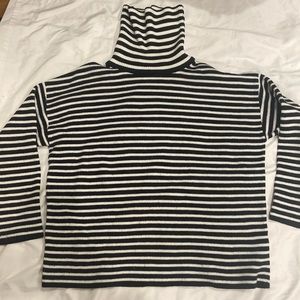 French Connection black stripes turtleneck loose sweater